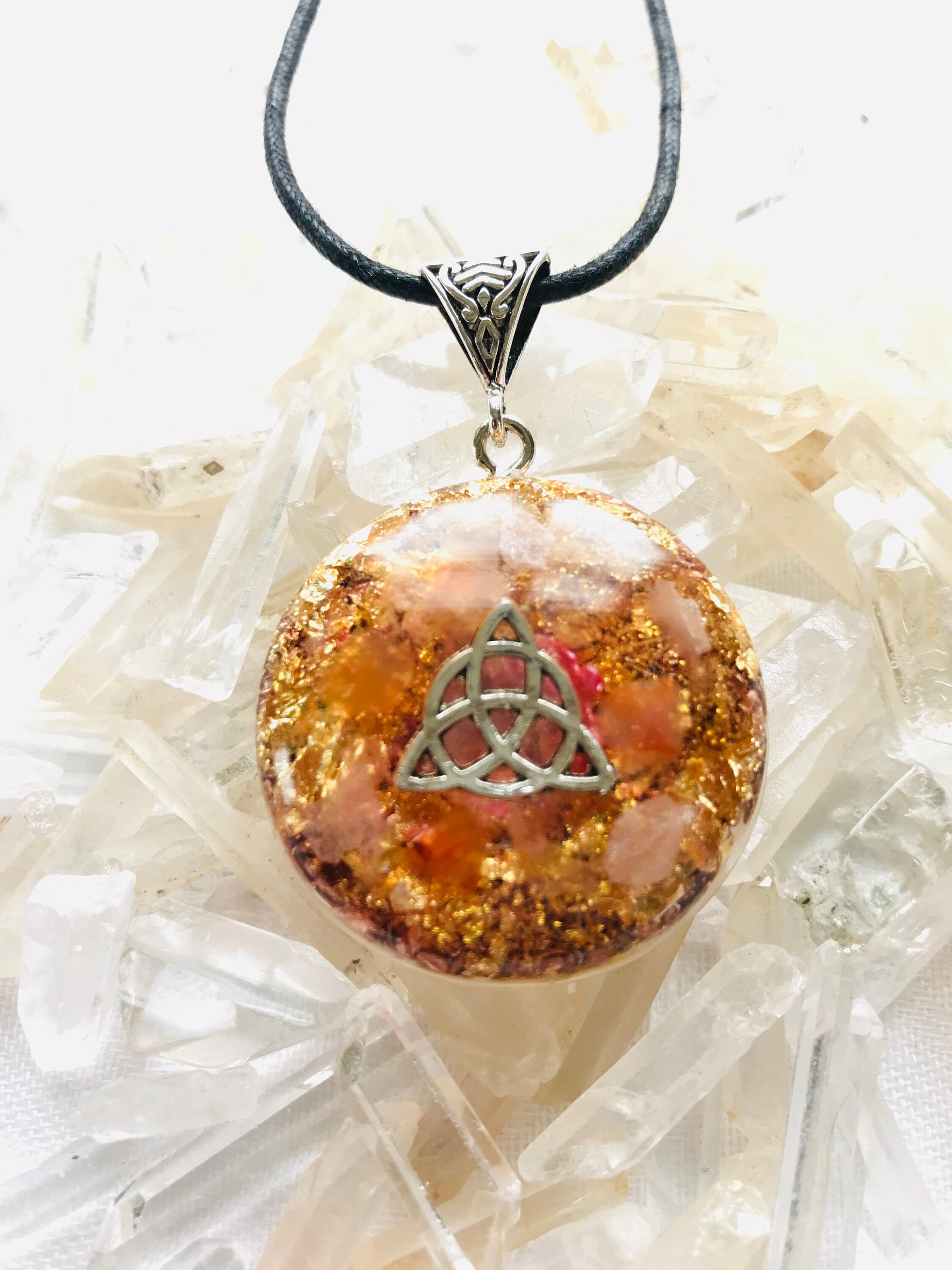 Rose Gold Flame Orgone Pendant, Orgone Energy, Meditation Crystals, C…