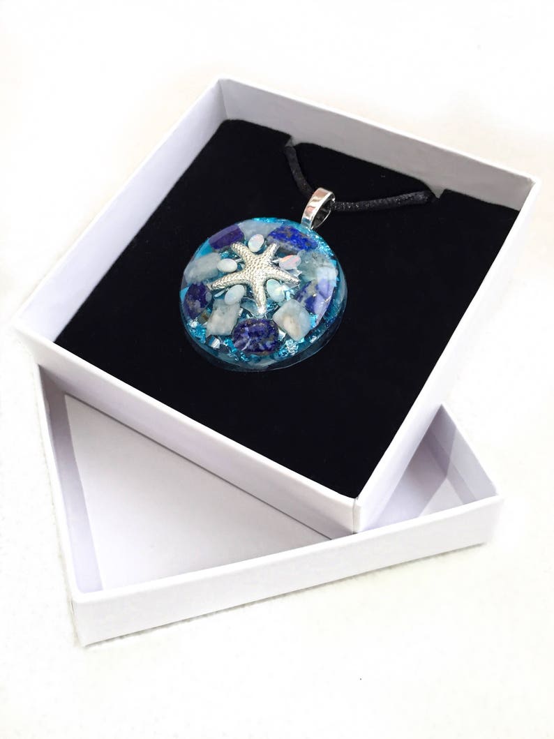 Crystal Necklace Orgone Pendant with Tree of Life Green Aventurine Mother Earth OrgonChi Moss Agate Jade