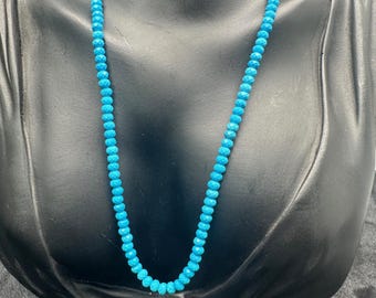Sleeping Beauty Turquoise Necklace: Handmade Faceted Sterling Silver Strand