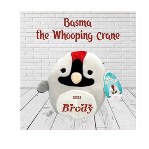 Personalized 7.5" Squishmallows Basma Whooping Crane Cuddly Squishable Plush Stuffed Animal Custom Valentine Birthday Girlfriend Mother Gift