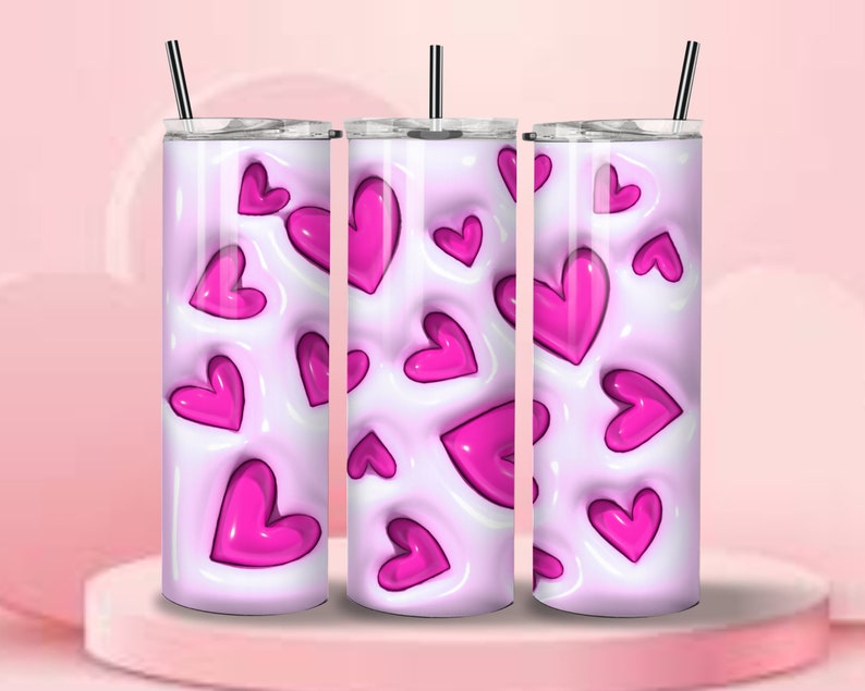 Valentine Tumbler, Inflated 3d Heart Tumbler, Valentines, Custom