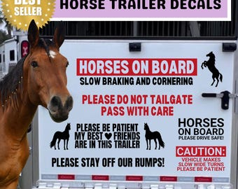 Horse Trailer Decals | Caution Horses On Board | Please Do Not Tailgate Pass With Care Sticker | Horse Trailer | Horse Decal | Horse Sticker
