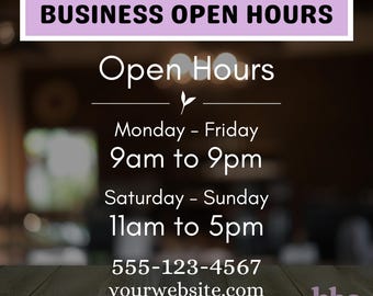 Custom Store Hours Decal | Business Hours Vinyl Storefront Sign | Hours of Operation Sticker | Open & Closed Shop Hours | Office Hours Decal