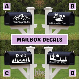 Custom Mailbox Decals | Mailbox Numbers | Vinyl Decal Stickers | Mailbox Address Decals | Scenic Landscape Mountain Island Forest Desert