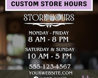 Custom Store Hours Decal | Business Hours Vinyl Storefront Sign | Hours of Operation Sticker | Open & Closed Shop Hours | Office Hours Decal