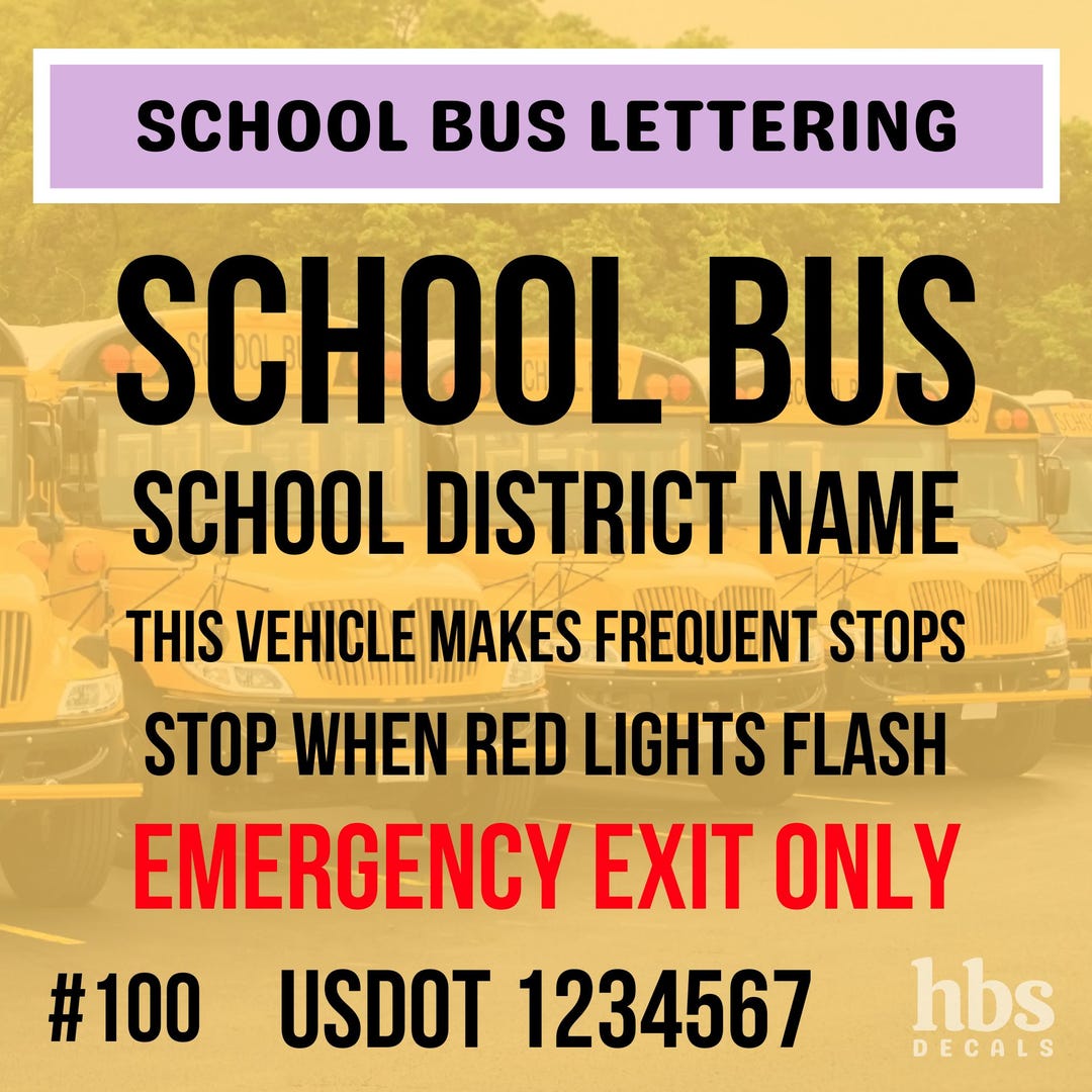 School Bus Lettering | Private Company Bus Decals | School Children ...