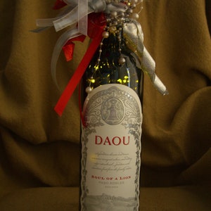 Lighted Daou Wine Bottle with Warm White LED Battery Operated Lights