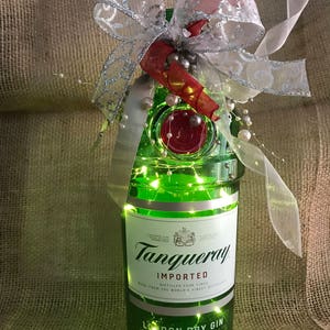 Lighted Tanqueray Bottle with Warm White LED Battery Operated Lights
