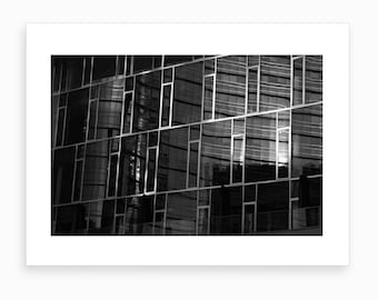 Silver Rectangles, Milan. Black and White Photography, Wall Decor, Travel Photography, Architecture, Italy, Glass, Landscape Photograph