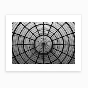 Galleria Glass Dome, Milan. Black and White Photography, Wall Decor, Travel Photography, Architecture, Milan, Vittorio Emanuele,Glass Roof