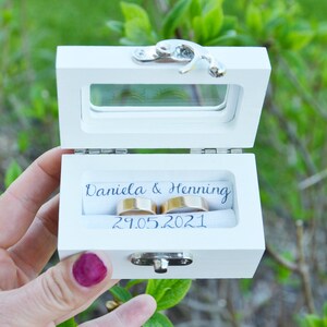Wedding box, Personalized ring bearer box with a glass lid, wedding box, wedding ring box,ring bearer pillow alternative ,ring holder (PR44)