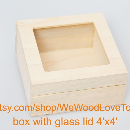 Unfinished Wooden Box With Glass Lid Wood Box Unfinished Etsy