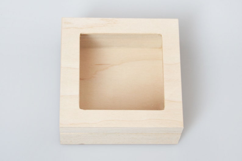 Unfinished Wooden Box With Glass Lid Wood Box Unfinished Etsy