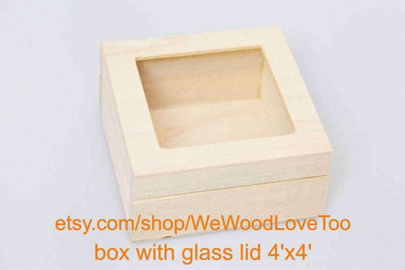 Unfinished Wooden Box With Glass Lid Wood Box Unfinished Etsy