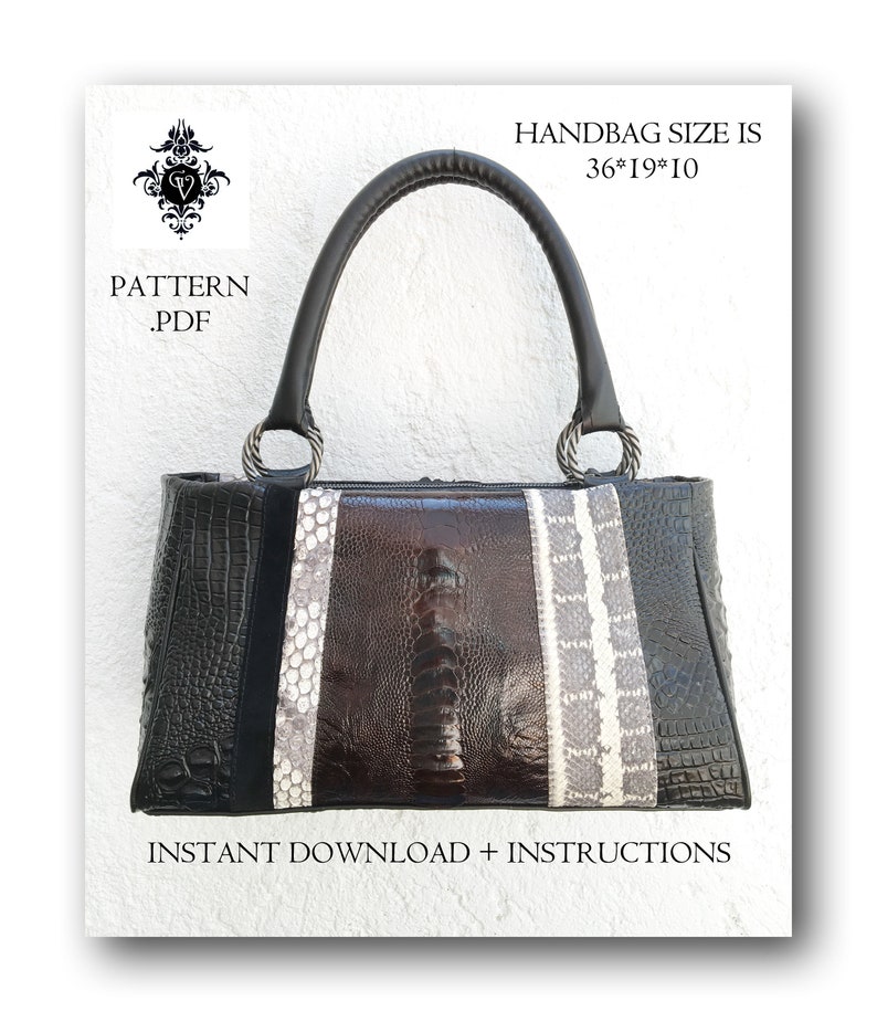 Pattern leather purse pdf download diy handbag template patron Etsy