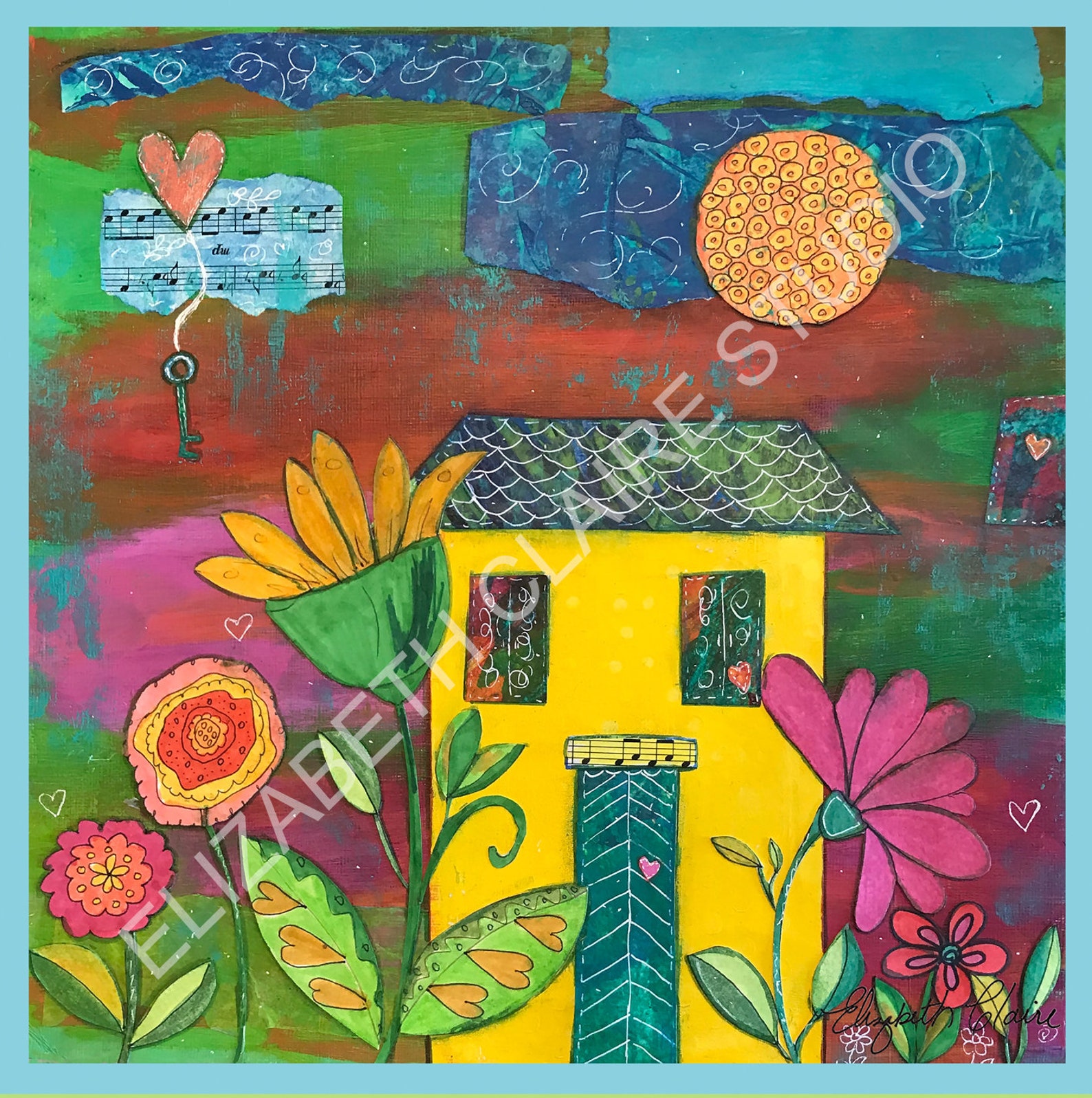 Colorful and Whimsical Yellow House Fabric Art Panel Puerto Etsy