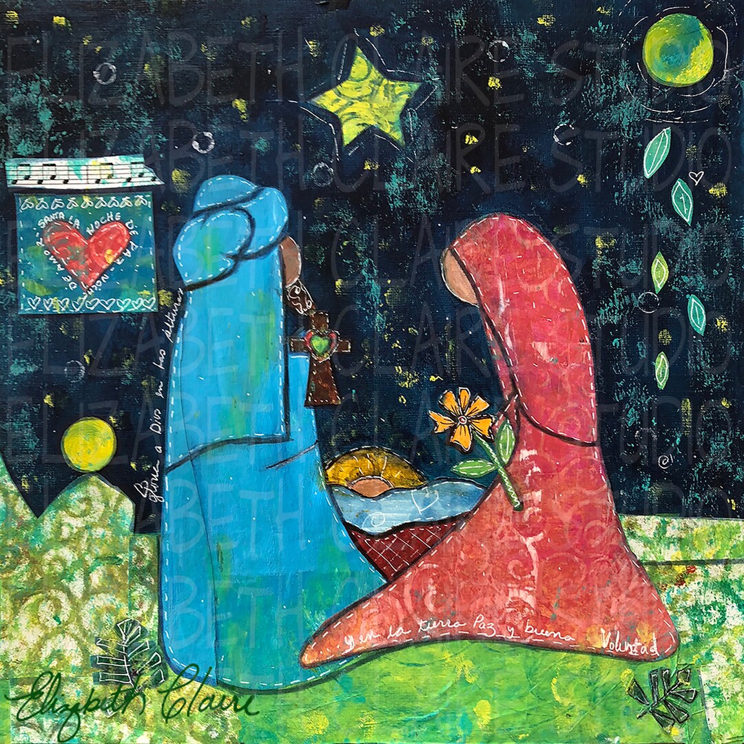 Christmas Nativity Fabric Print Panel Square 18 Inches X 18 Etsy