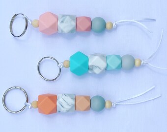 Keyring SILICONE BEADED KEYRING Hex style