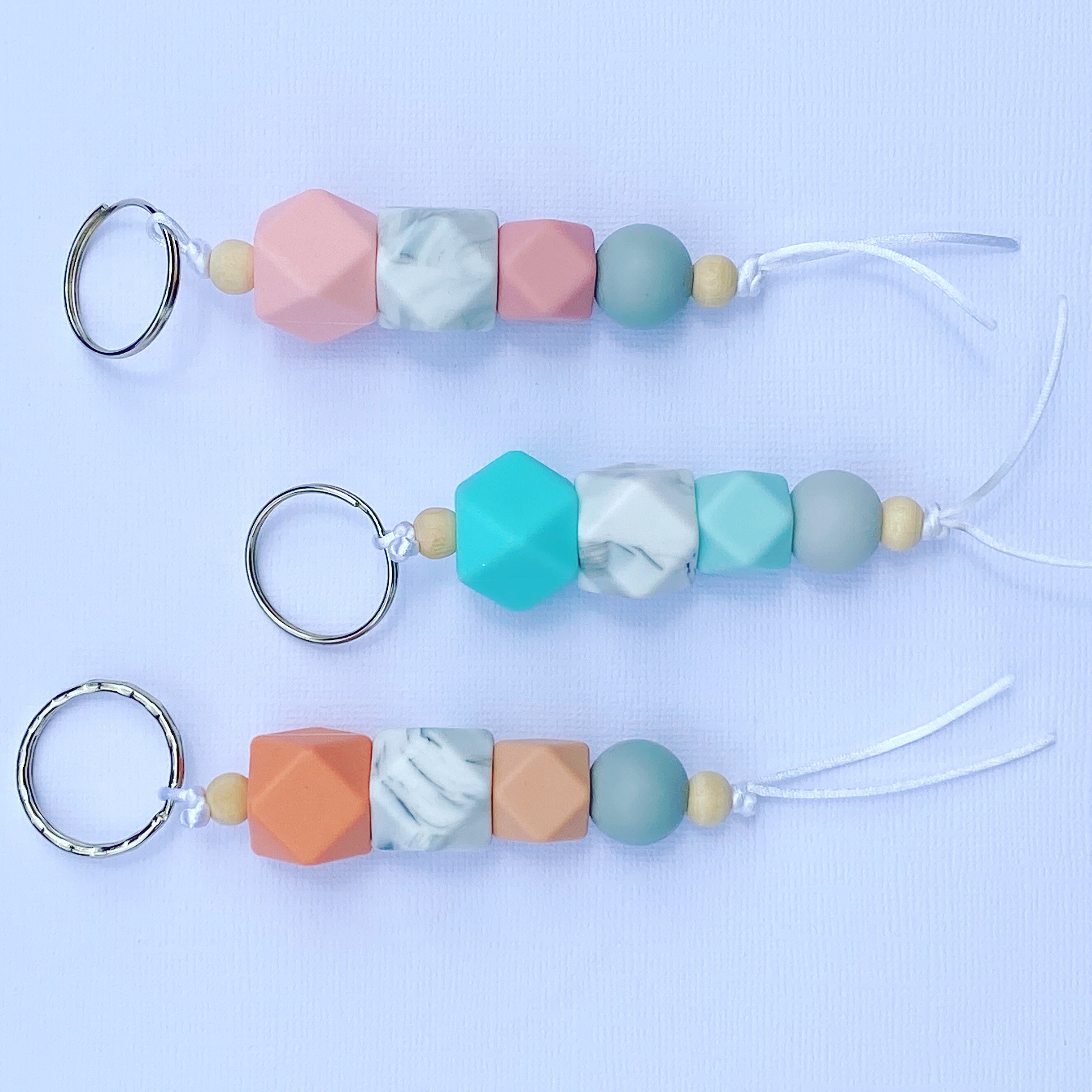 Keyring SILICONE BEADED KEYRING Hex style Etsy