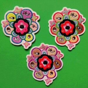 Eyeball Release Flower Patch Embroidery Applique Home made funny bright fun strange embroidery iron patch