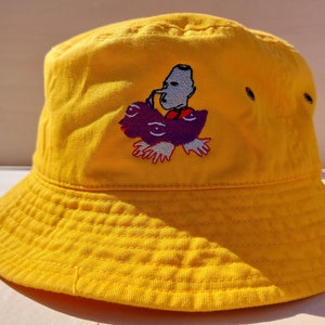 Aerial Flight Embroidered Bucket Hat Homemade Yellow Funny Weird Vehicle Original Purple Red Blue Creature