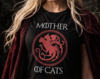Mother of Cats Shirt, Funny Cat Mom Tee, Dark Fantasy Cats Graphic T-Shirt, Cat Lover Gift for Women, Cute Pet Mom Shirt
