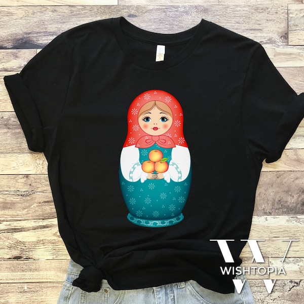 Lovely Apple Matryoshka Russian Nesting Doll T-Shirt, Cute Russian Matryoshka, Matryoshka Babushka, Matryoshka Dolls, Russia Gift