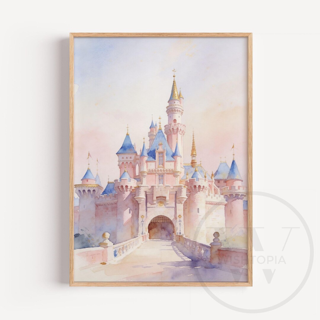 Pastel Fairytale Castle Wall Art Print, Princess Nursery Home Decor ...