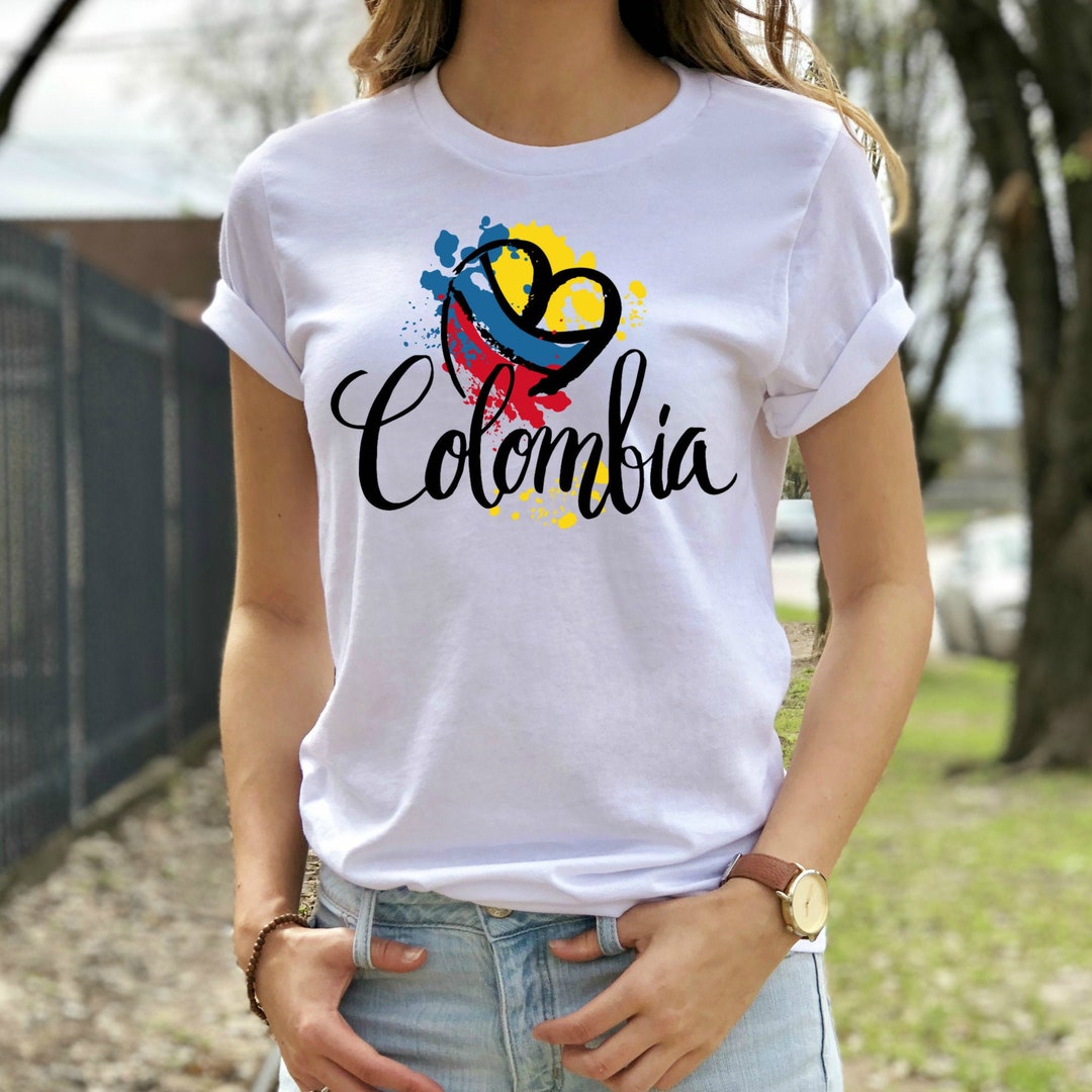 Beautiful Love Colombia National Flag Art Colors Heart Silhouette Unisex T shirt Colombian Shirt Latina Tee Latino Tshirt Colombia Gifts Etsy