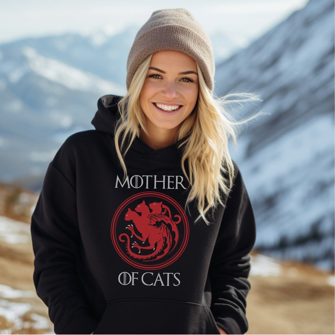 Beautiful Mother of Cats Long Sleeve Black Sweatshirt Tee Hoodie, Cat
