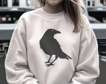Schwarzer Krähe Rabe Vogel Silhouette Unisex Sweatshirt, Krähe Pullover, Krähe Rundhalsausschnitt, Halloween Krähe Rabe Geschenk, Vögel von Schwarz, Krähe Liebhaber Geschenke