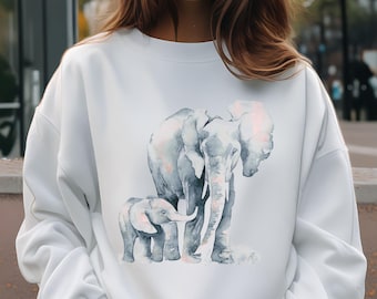 Elefantenfamilie Sweatshirt: Afrikanische Wildtiere Eltern-Kind-Design