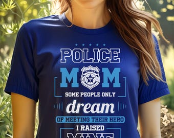Camiseta para mamás policías, camiseta para mamás policías orgullosas, camiseta "Crié a mi heroína, madre policía", regalos para fuerzas del orden, Línea Azul Delgada, regalo para el Día de la Madre