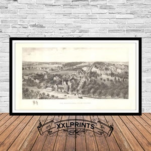 Alte Karte der Pennsylvania Stateuni, 1910, aus der Vogelperspektive, feine Reproduktion, große Karte, Kunstdruck, antikes Dekor, Kunstdruck