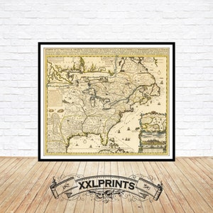 Mapa antiguo de Nueva Francia, 1719, mapa raro, excelente reproducción, mapa grande, impresión artística, impresión de mapa de gran tamaño