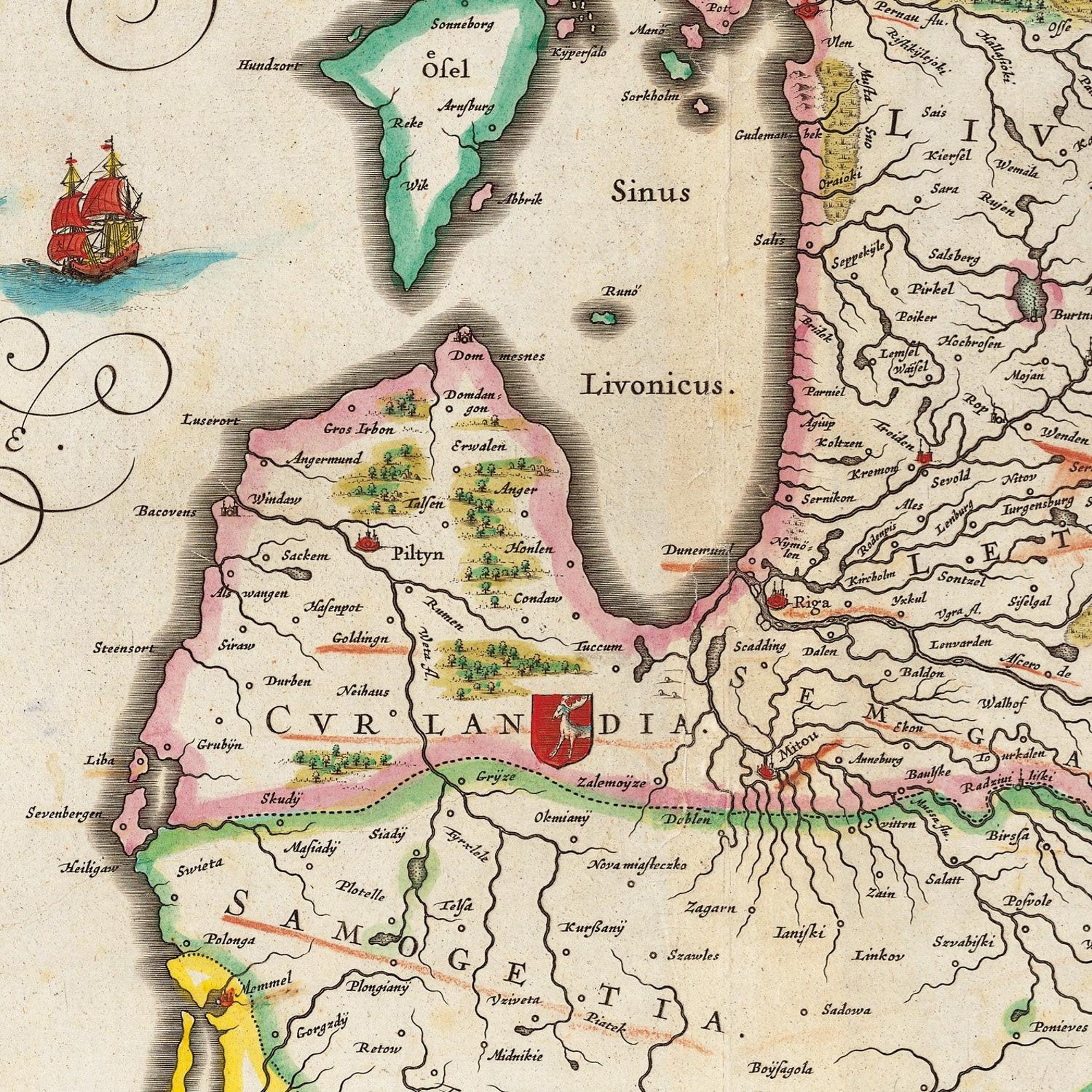 Ancient Map of Livonia 1662 Estonia Old Map Very Rare Map Etsy