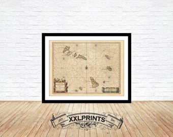 Ancient map of Cape Verde Islands, 1650, rare map, fine reproduction, large map, fine art print, antique decor, oversize map print