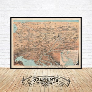 Alte Vogelperspektive von Afganistan und Zentralasien, 1885, feine Reproduktion, große Karte, Fine Art Druck, Übergröße Landkarte
