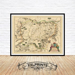 Alte Landkarte von Siebenbürgen, 1635, Draculas Land, sehr seltene Karte, antike Landkarte, feine Reproduktion, große Karte, Fine Art Druck, Übergröße Kartendruck
