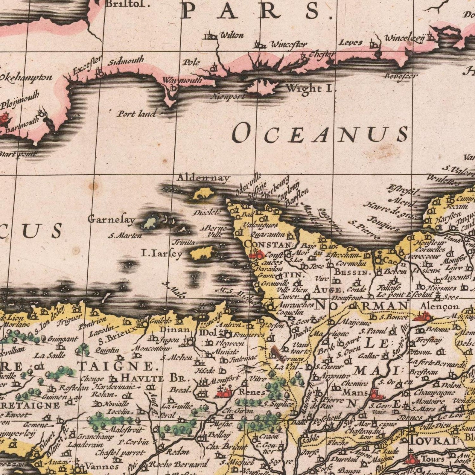 Old Map of France 1633 Extremely Rare Map Ancient Fine Etsy