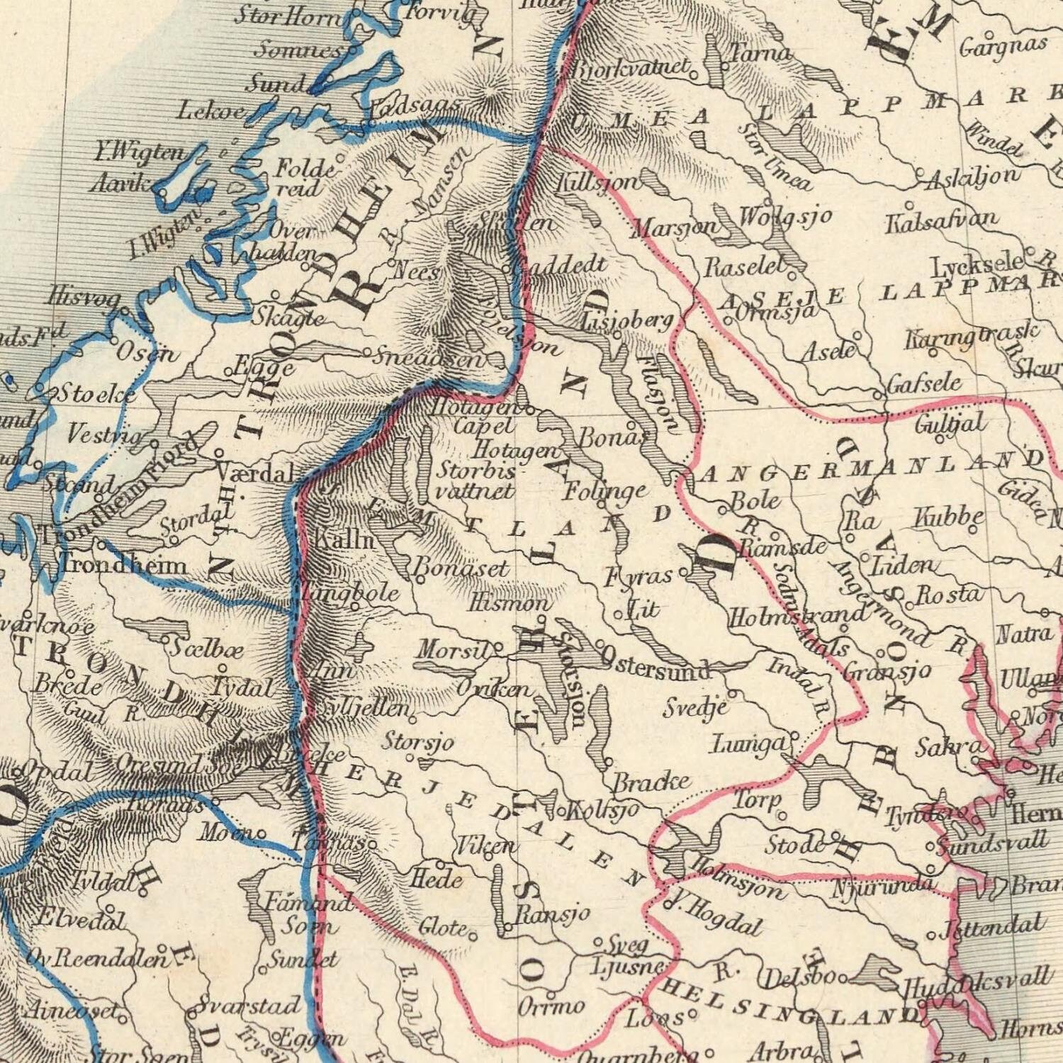 Old Map of Sweden and Norway 1851 Antique Map Fine Etsy