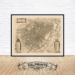 Carte ancienne de Bruxelles, 1696, extrêmement rare, belle reproduction, grande carte, impression d'art, impression de carte surdimensionnée