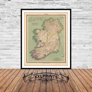 Old map of Ireland, 1888, rare map, antique map, fine reproduction, large map, fine art print, antique decor, oversize map print