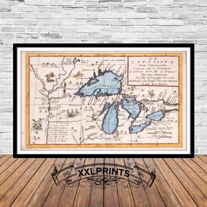 May include: An antique map of Louisiana, part of the territory of New France, with the text "La Louisiane, Partie Occidentale, depuis le R. de Mexico, jusqu'au R. de Canada, avec le Cours du Mississipi, et le Canal de la Nouvelle Orleans, et le Fort Rouge", printed in the upper right corner.