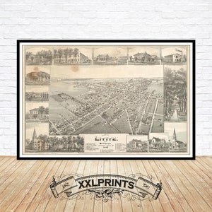 Lititz, Lancaster, Pennsylvania, USA aus der Vogelperspektive, feine Reproduktion, große Karte, Fine Art Druck, Übergröße Landkarte