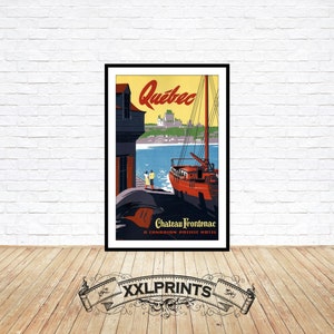 Antiguo cartel publicitario del castillo de Frontenac, Quebec, siglo XIX, reproducción fina, impresión de bellas artes