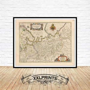 Old map of Russia, 1642, rare map, ancient, fine reproduction, large map, fine art print, oversize map print