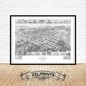 Rocky Mount, North Carolina, aus der Vogelperspektive, 1907, feine Reproduktion, große Karte, Fine Art Druck, Übergröße Kartendruck