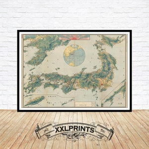 Mapa antiguo de Japón, Corea, Taiwán y Karafuto, 1921, mapa antiguo, reproducción fina, mapa grande, impresión de bellas artes, impresión de mapa de gran tamaño