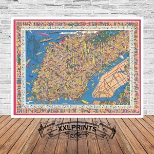 19th Century New York City Map: Pictorial Fine Art Print